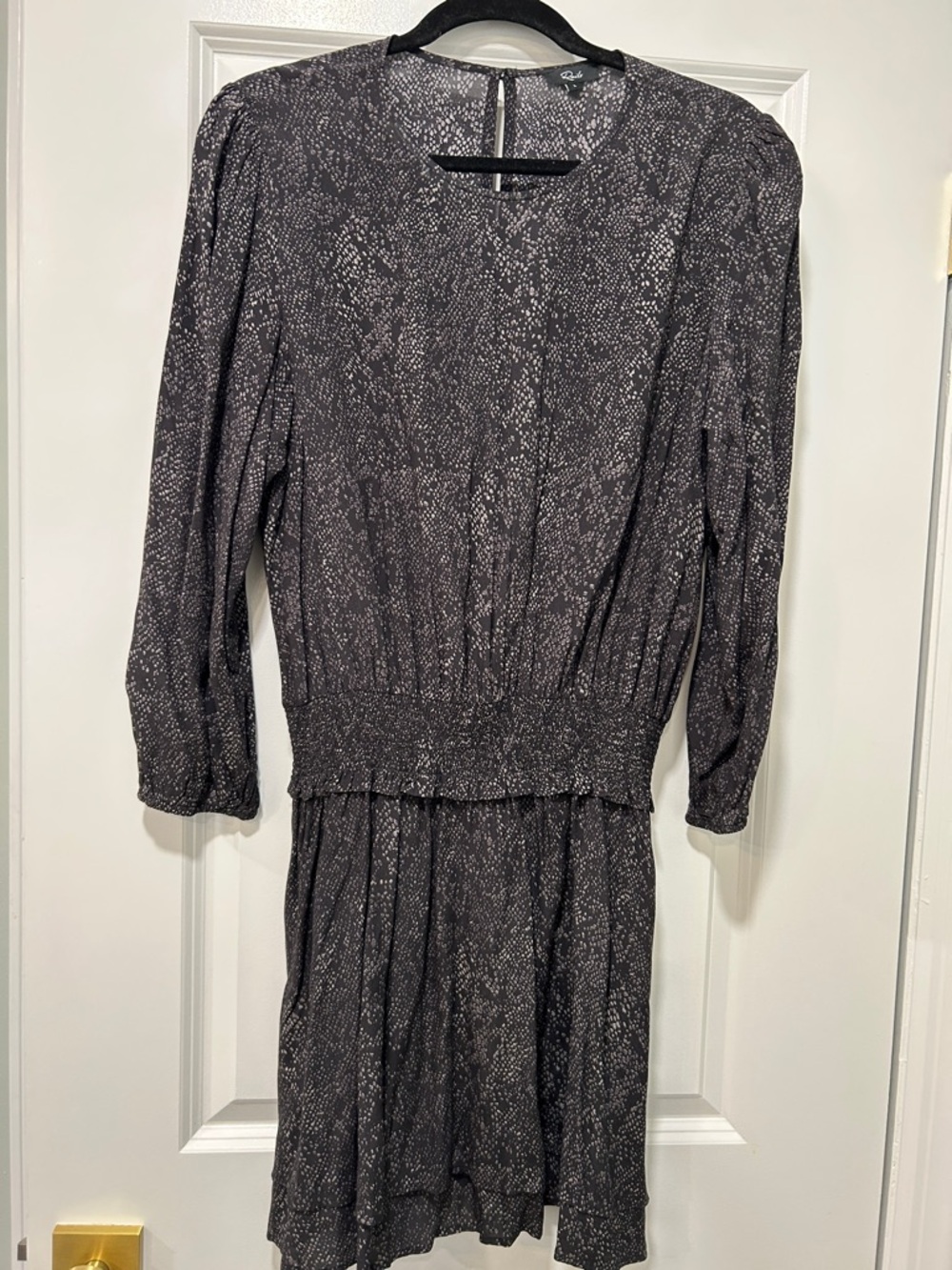 Rails Python Print Long Sleeve Smocked Waist Dress